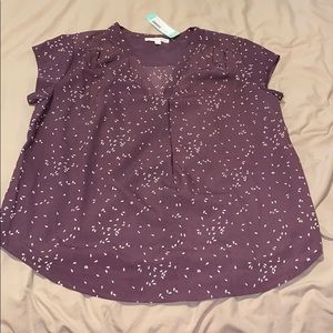 purple V neck blouse